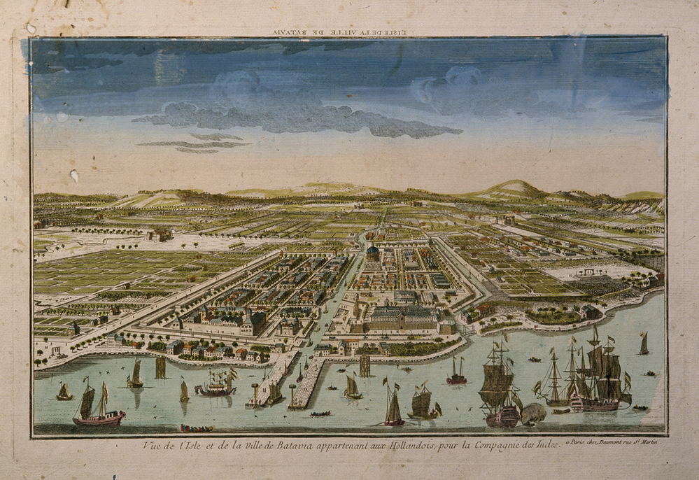 Vue de l'Isle et de la ville de Batavia appartenant aux Hollandois pour la Compagnie des Indes